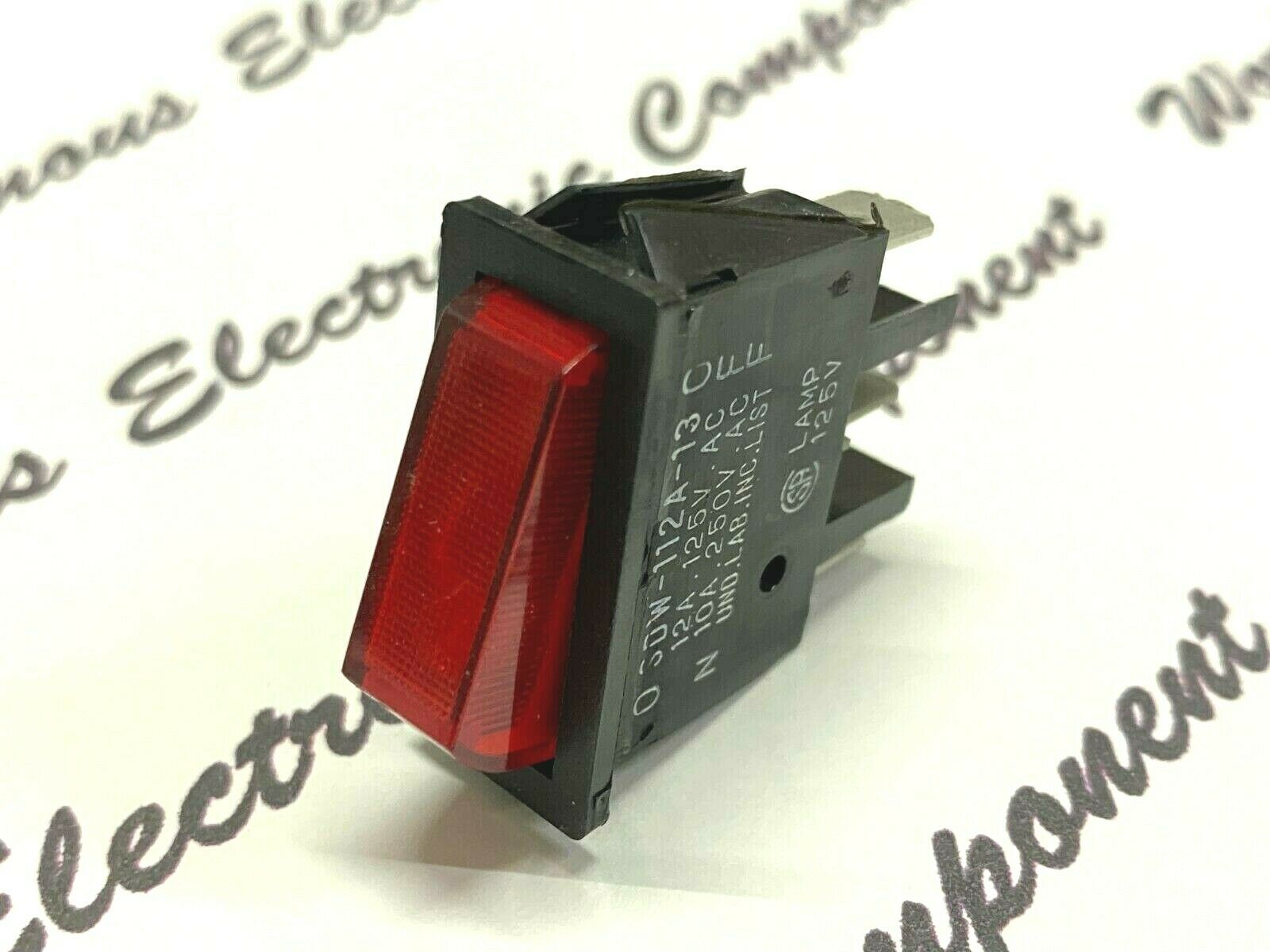 1pcs - SHINDEN SDW-112A-13 12A/125VAC 10A/250VAC ON-OFF Red Light Rocker Switch
