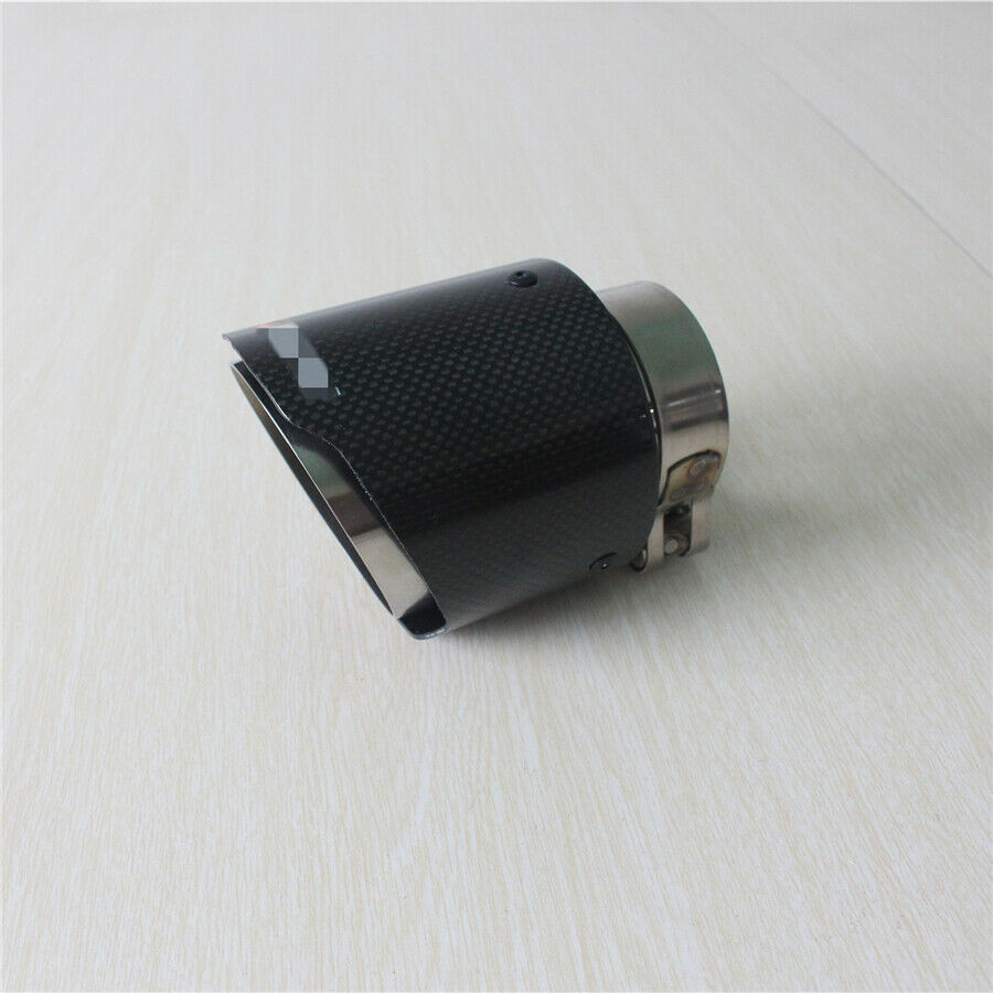 2.5'' Universal Car Exhaust Muffler Pipe Tip Carbon Fiber + Stainless Steel