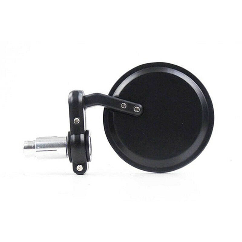 Black Motorcycle Round 7/8" Bar End Rearview Side Mirrors For Bobber Cafe Ra.DD