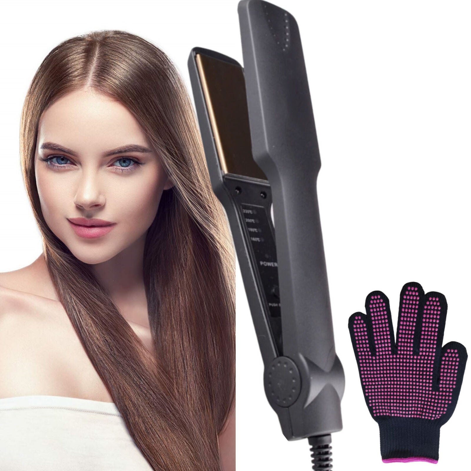 1.5'' Professional Hair Straightener Ceramic Tourmaline Ionic Flat Iron No Glove