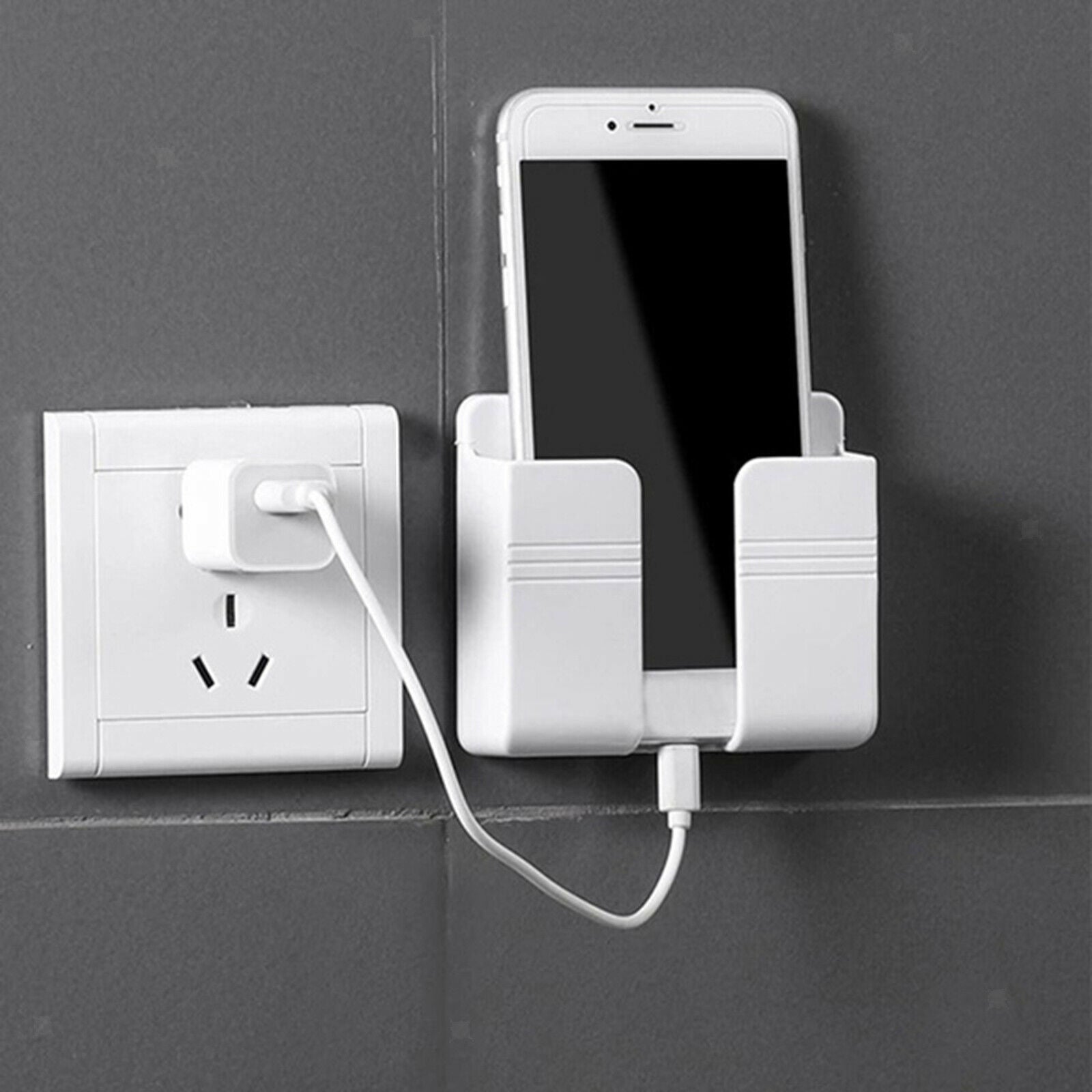 Wall-Mounted Storage Box Organizer Case Charger Pocket for Phone Home office
