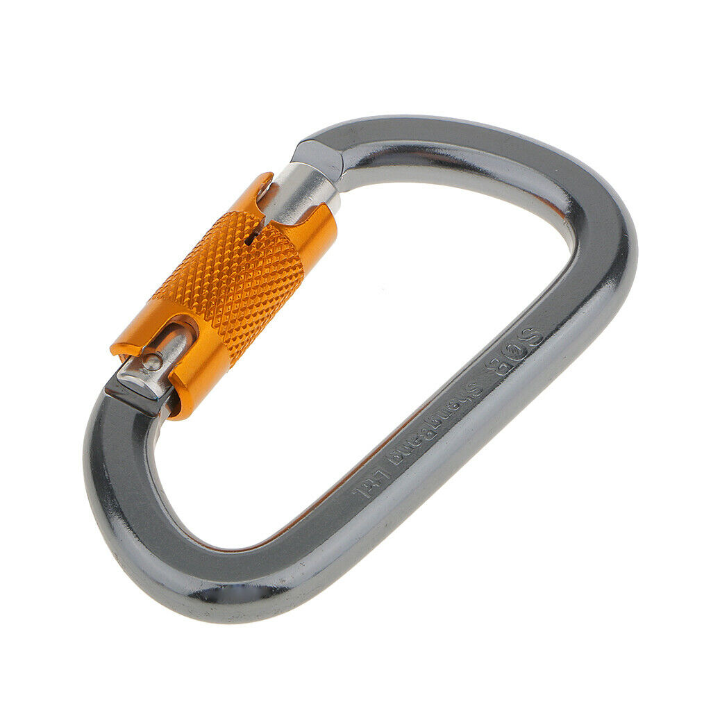 2 Packs 28KN Aluminum D-Ring Carabiner Twist Locking Screw Keychain Climbing
