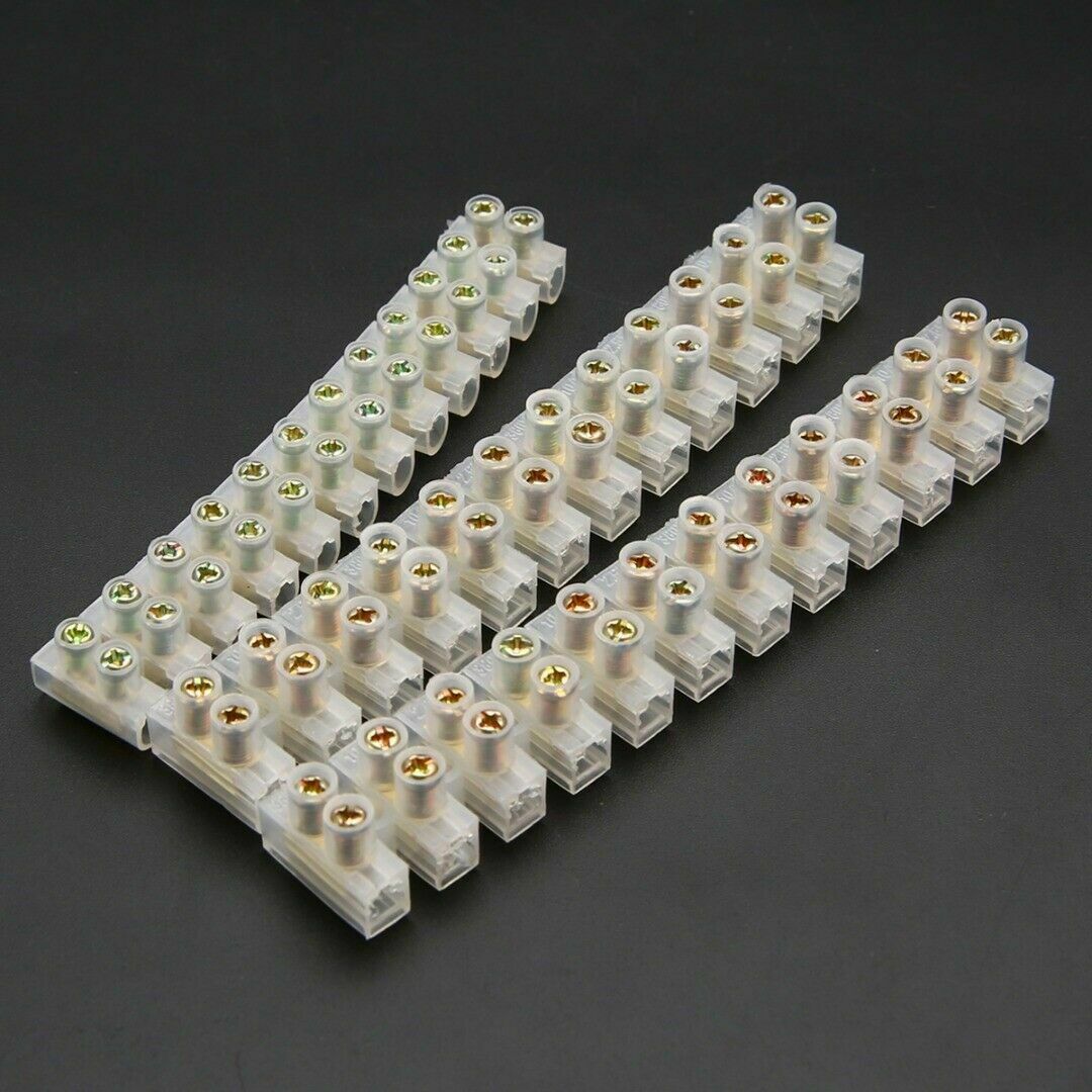 3x 12 Way Barrier Screw Terminal Block Wire Connection Connector Strip 3A 6A 10A