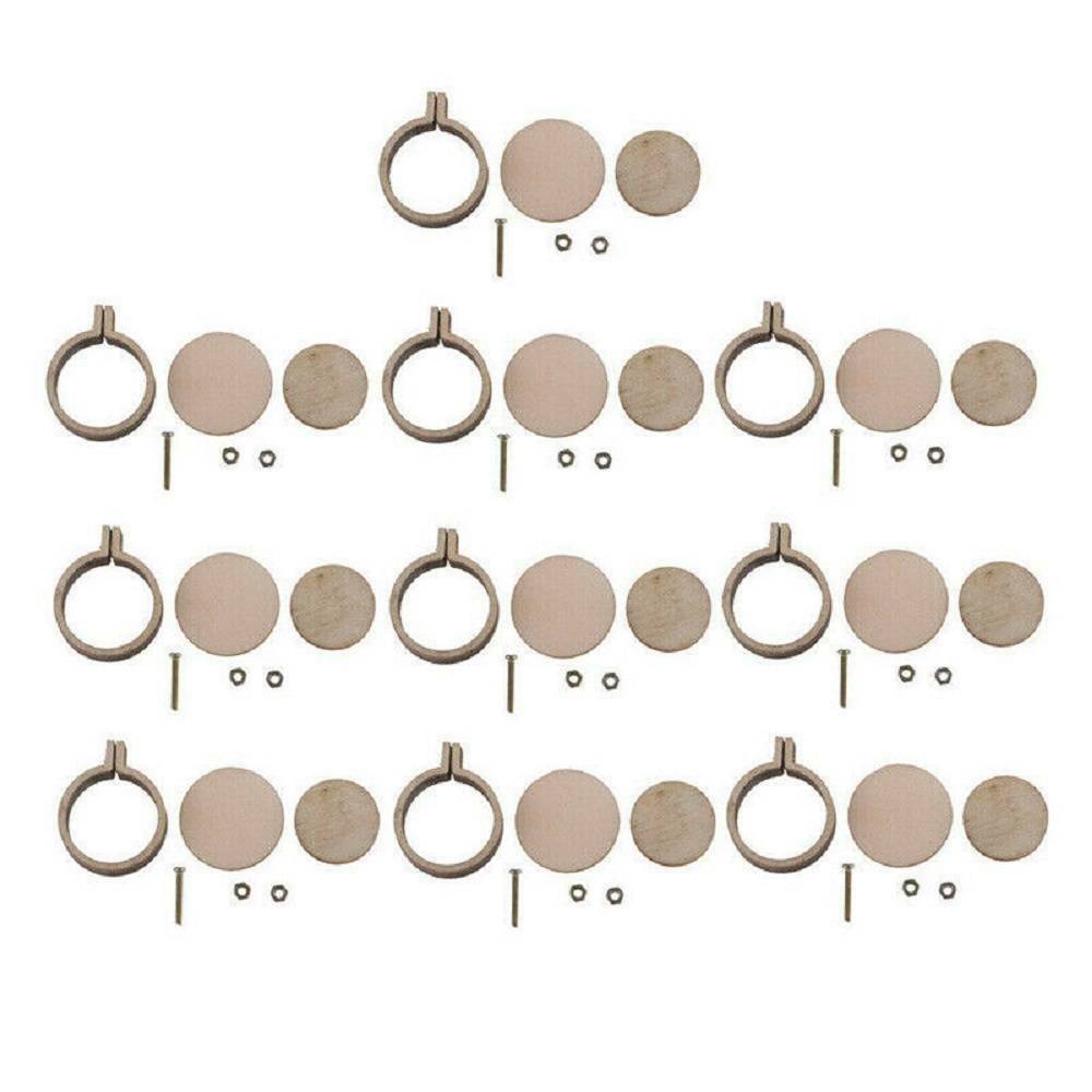 10-Pack Mini Embroidery Hoop Ring DIY Wooden Cross Stitch Frame Hand Crafts Set！