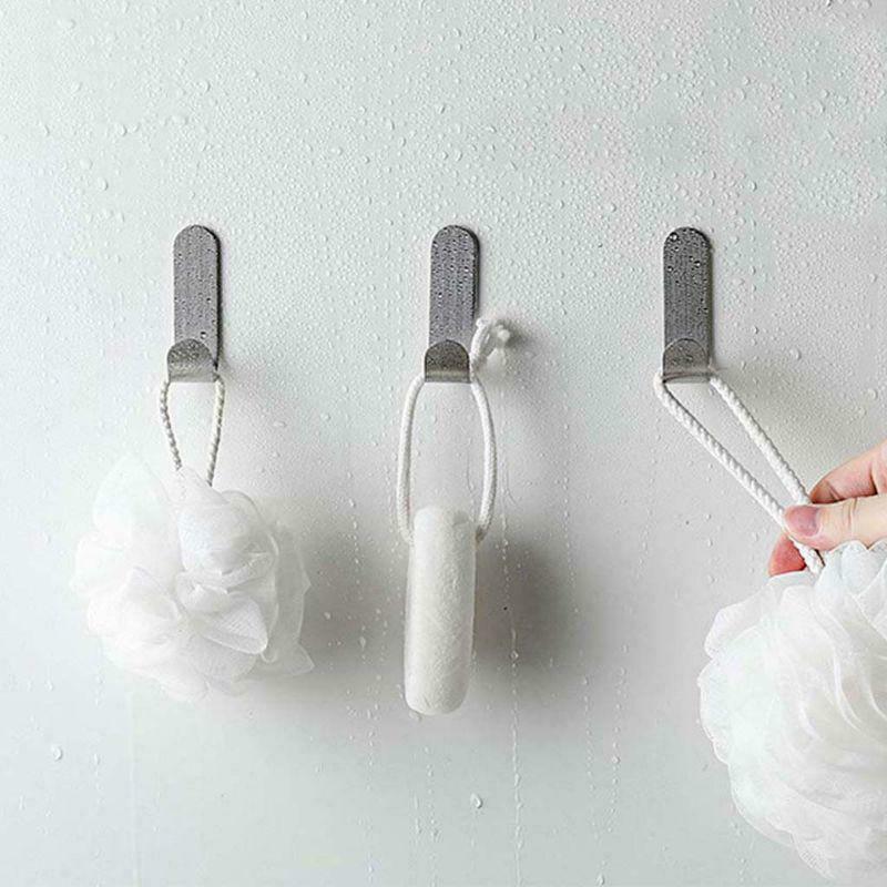 8pcs Self Adhesive Kitchen Bathroom Wall Door Stainless Steel Holder Hanger Hook