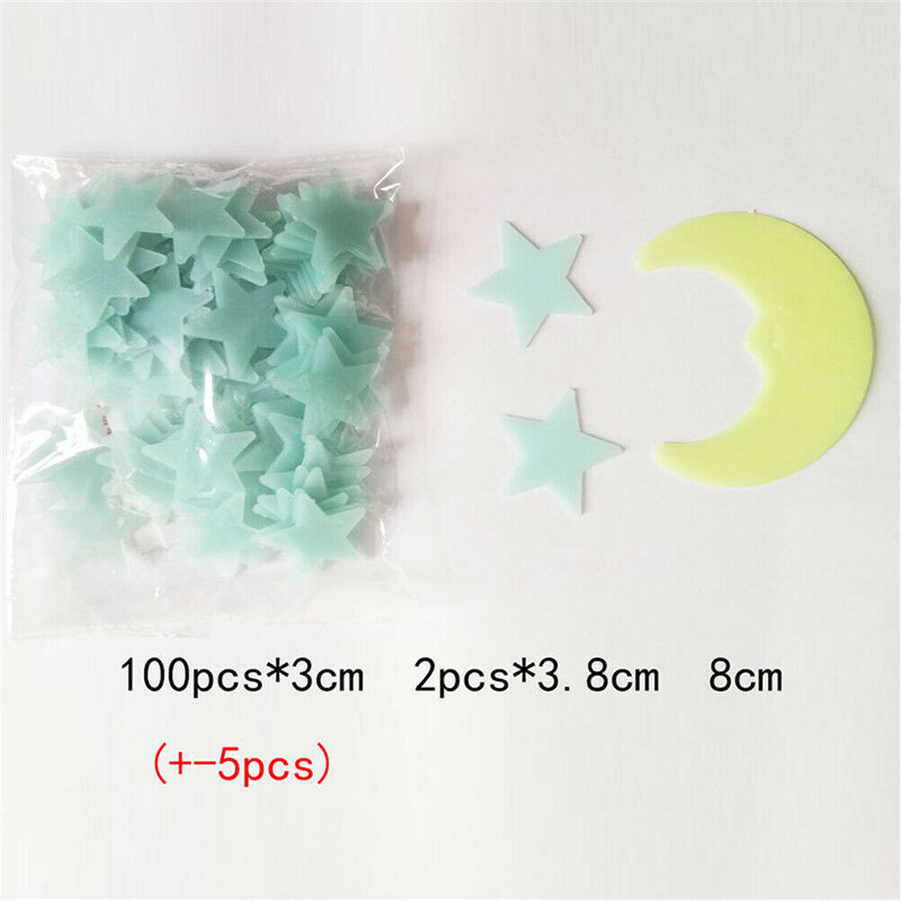 Moon and Stars Wall Stickers for Kids Room Home Wall Decals Glow in the C.l8