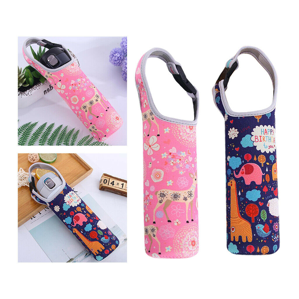 Set of 2, Students Multicolor Vacuum Bottle Insulated Tumbler Cups Holder