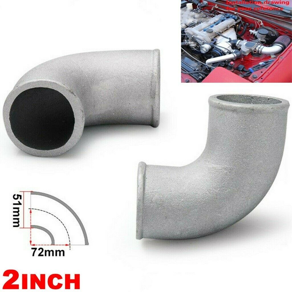 2" Car Auto Cast Aluminum Elbow Exhaust Pipe Tube 90 Degree Turbo Tight Bend