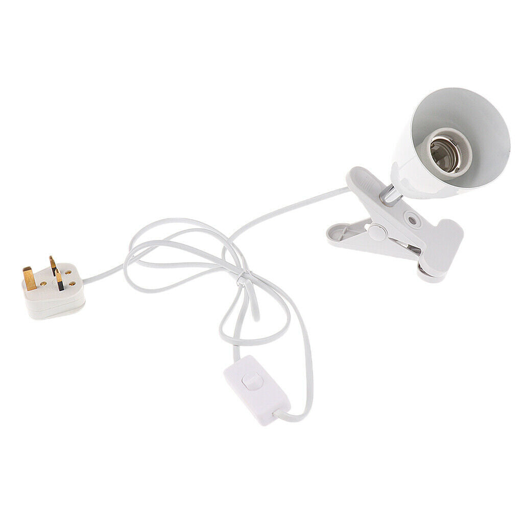 Bell Mouth Reptile Ceramic Heat Light UVB Bulb Lamp Holder E27 UK Plug White
