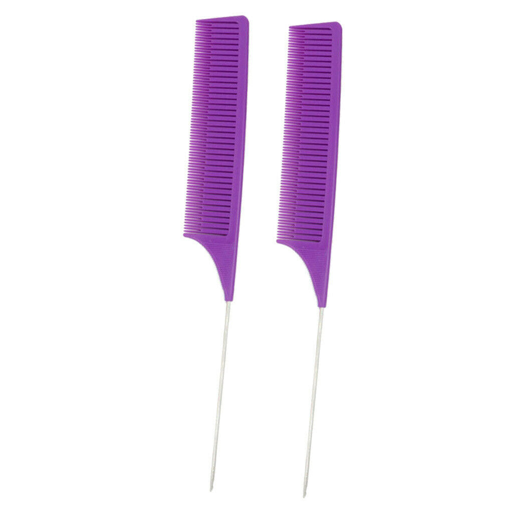 2pcs Fine-tooth Weave Highlighting Foiling Hair Combs Dyeing Comb Purple