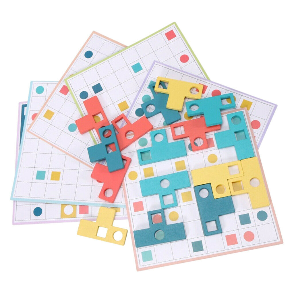 Wooden Montessori Tangram Board Blocks Shape Puzzles Brain Teaser Gifts