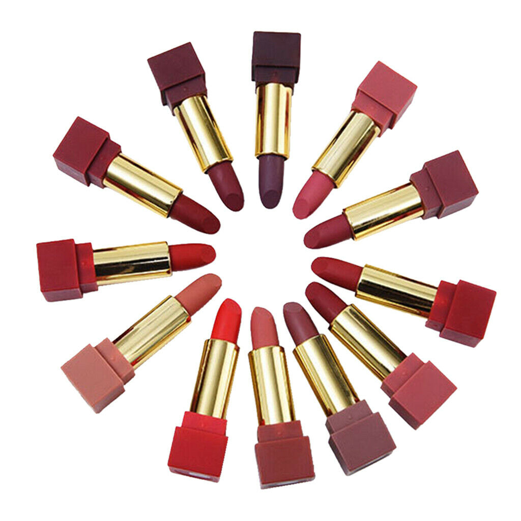 12 Pack Women's Lipsticks Waterproof Red Pink Lip Stick Balm Christmas Gift