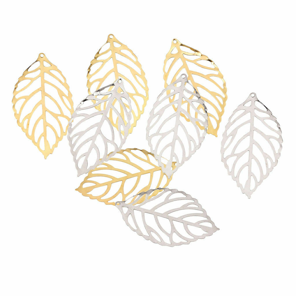 200 Pieces Hollow Filigree Charms Leaf Pendants Jewelry Findings Accessories