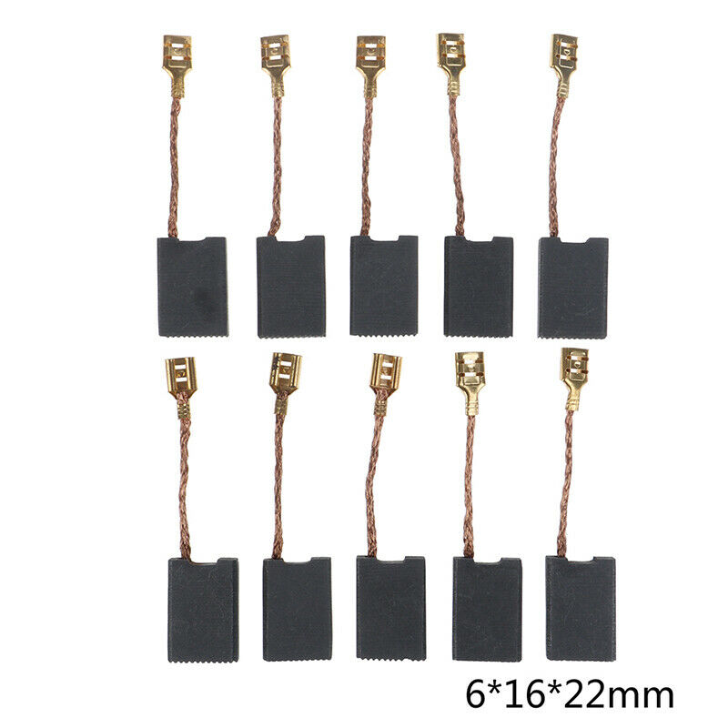 10Pcs Graphite Copper Motor Carbon Brushes Kit For Angle Grinder 6*16*22mm DD