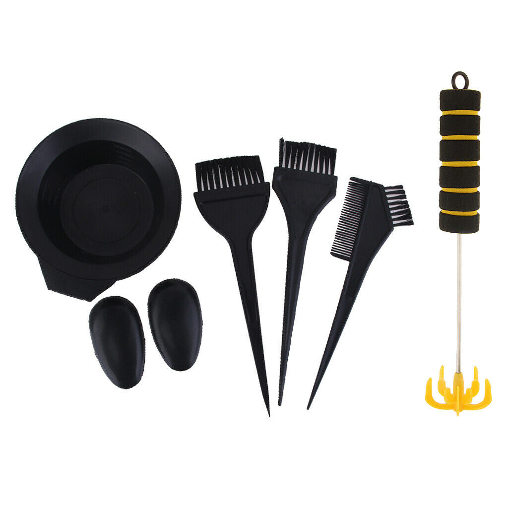 7Pcs Salon Hair Coloring Bowl Comb Brush Dye Stirrer Ear Cover Hairdressing