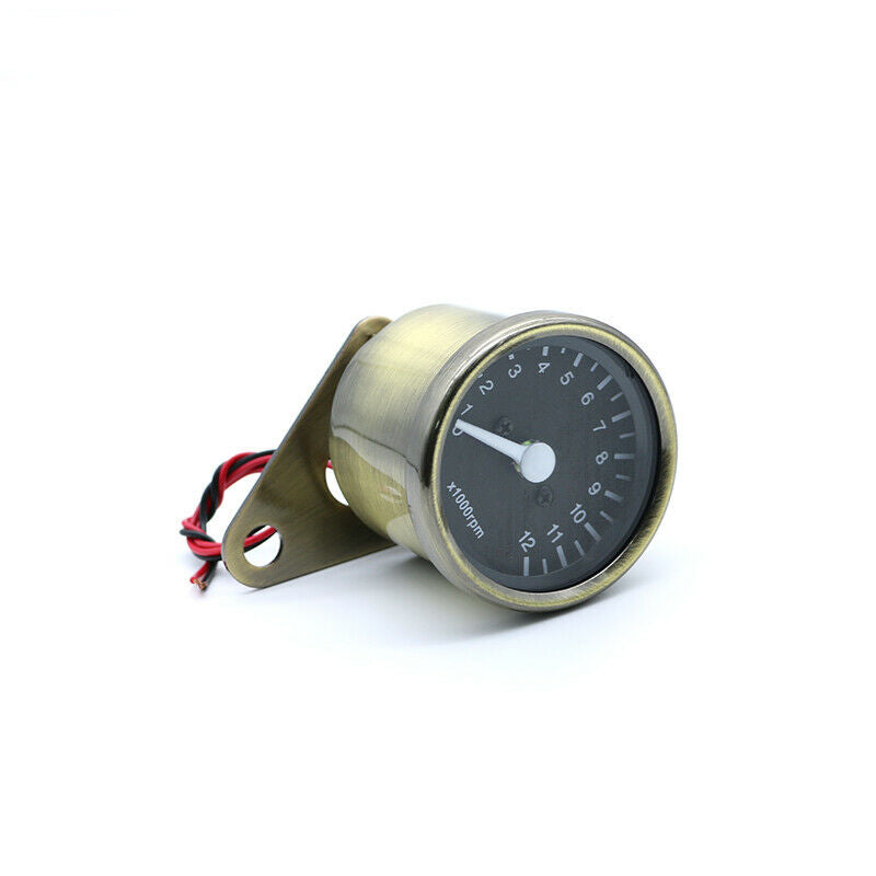 Motorcycle Bronze Mechanical Tachometer Tacho Gauge Universal Cruiser Cafe Racer