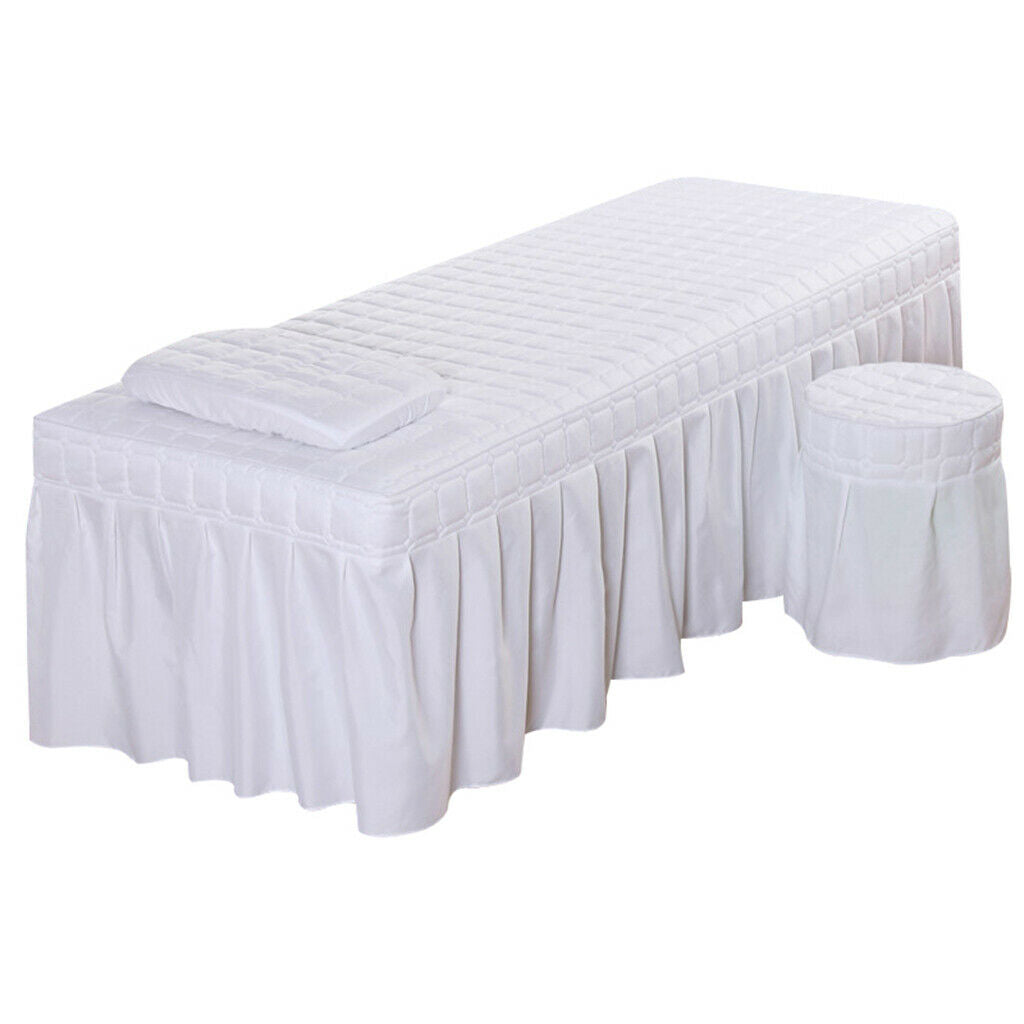 Soft Beauty Massage Bed Sheet With Pillowcase and Stool Cover White