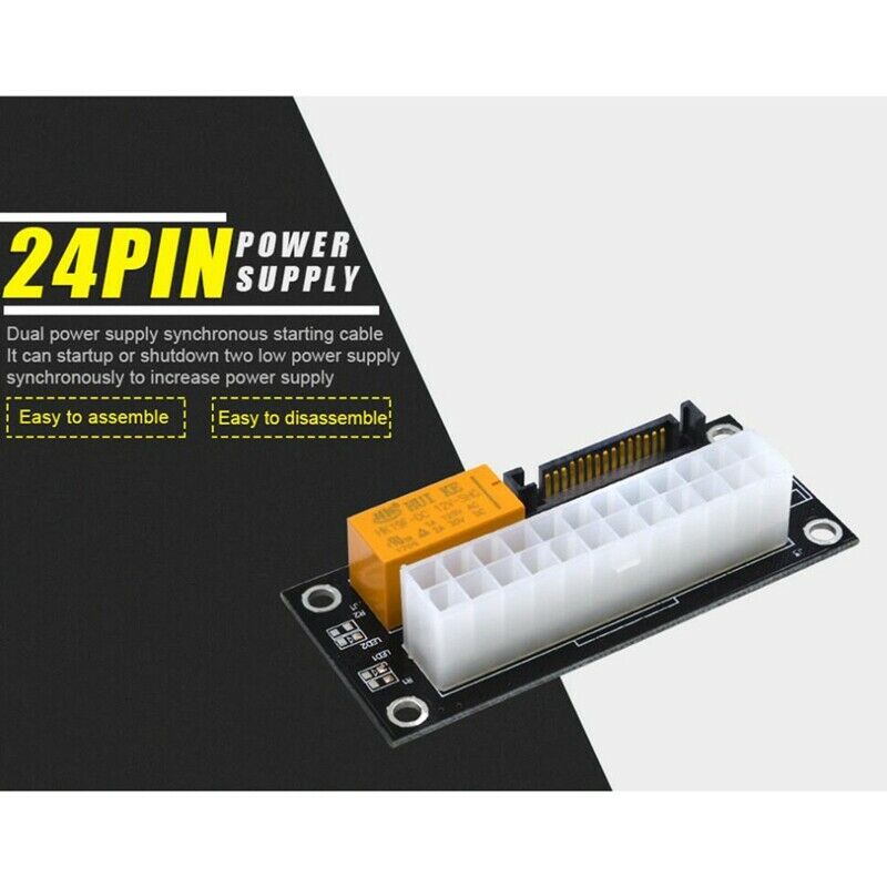 2PCS Dual PSU Power Supply Sync Adapter Add2Psu ATX 24Pin to SATA Molex SyncB3P8