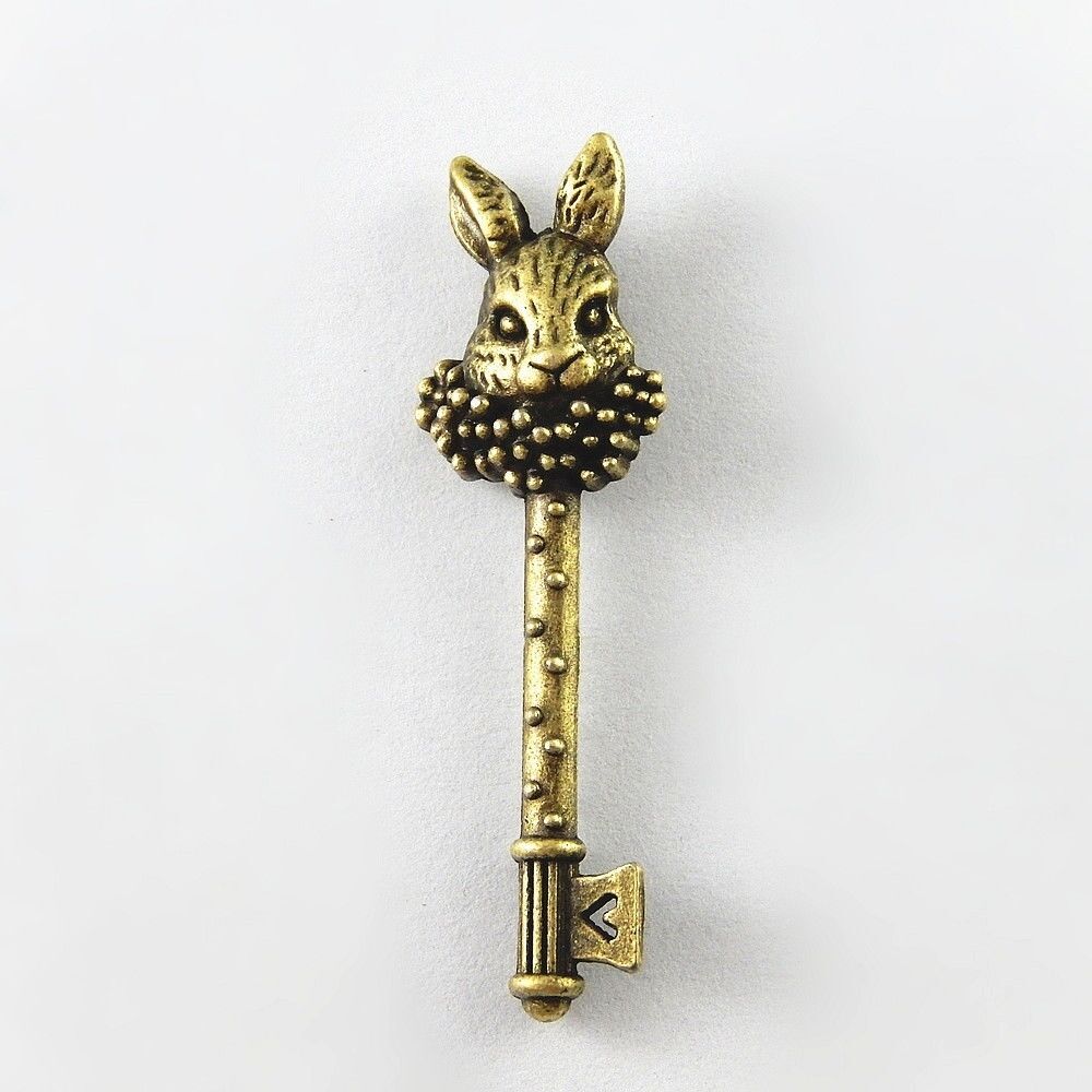 10X Antiqued Bronze Alloy Rabbit Looked Key Charms Pendant Jewelry Accessory
