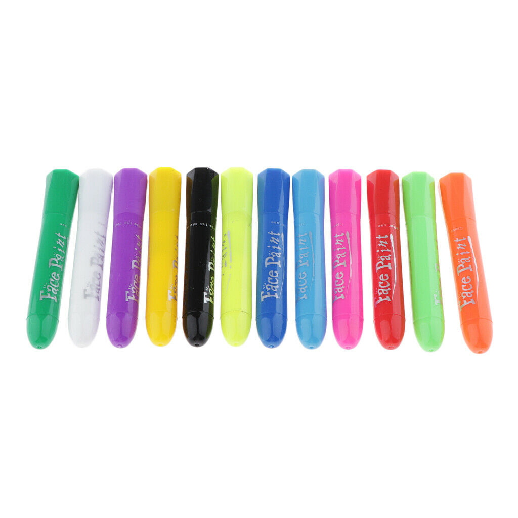 12pcs GLOW IN THE DARK PAINT STICK Body & Face Paint Stick Make Up Party