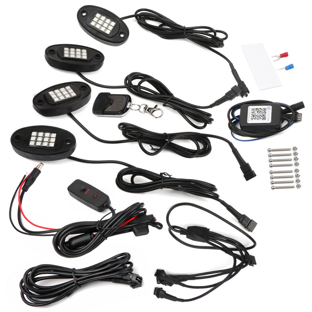 LED Rock Light Kits 4 Pods for Truck UTV ATV with Dimmer Switch new