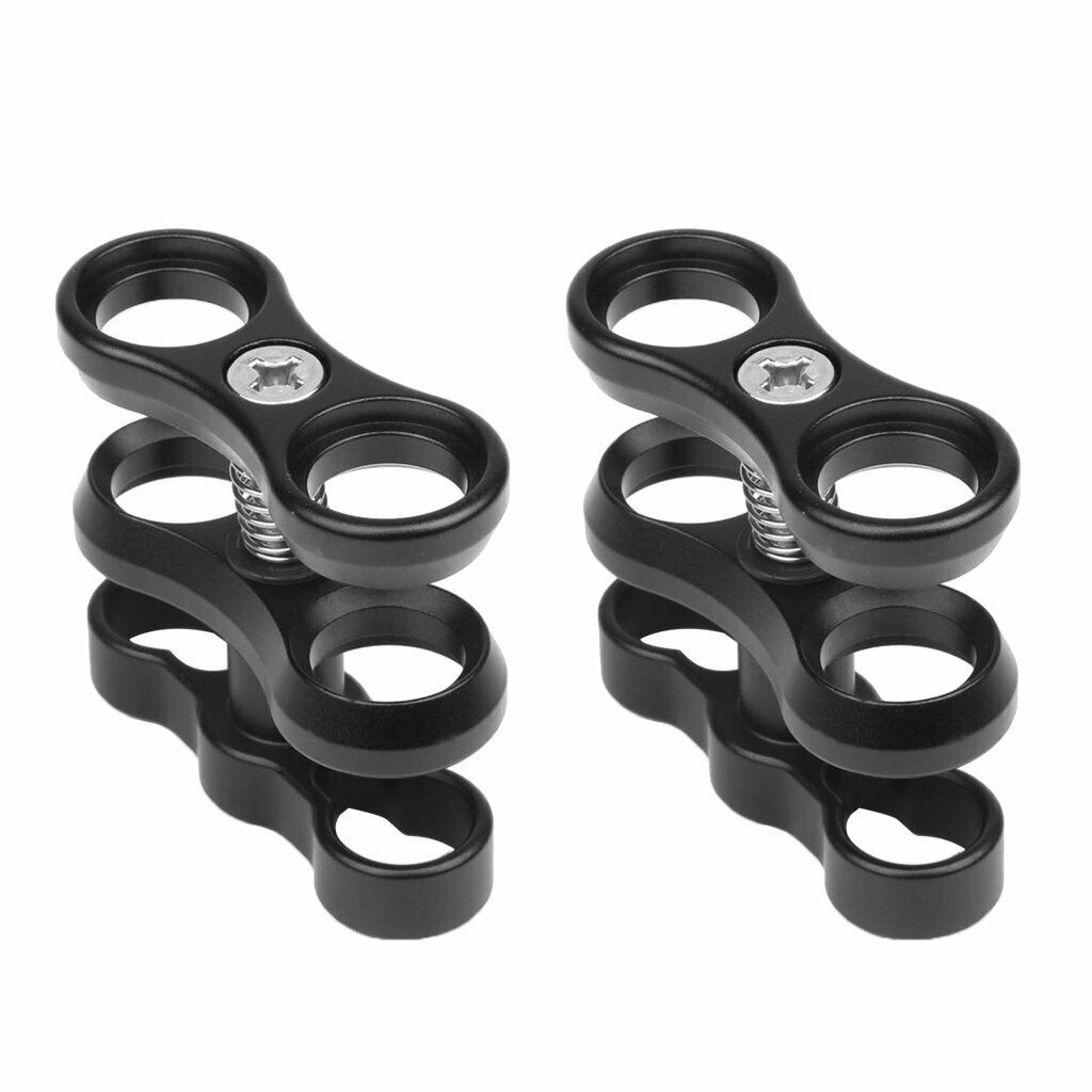 Diving Flash Ball Joint Arm 1" Dual Head & Clamp for Camera Case Stabilizer