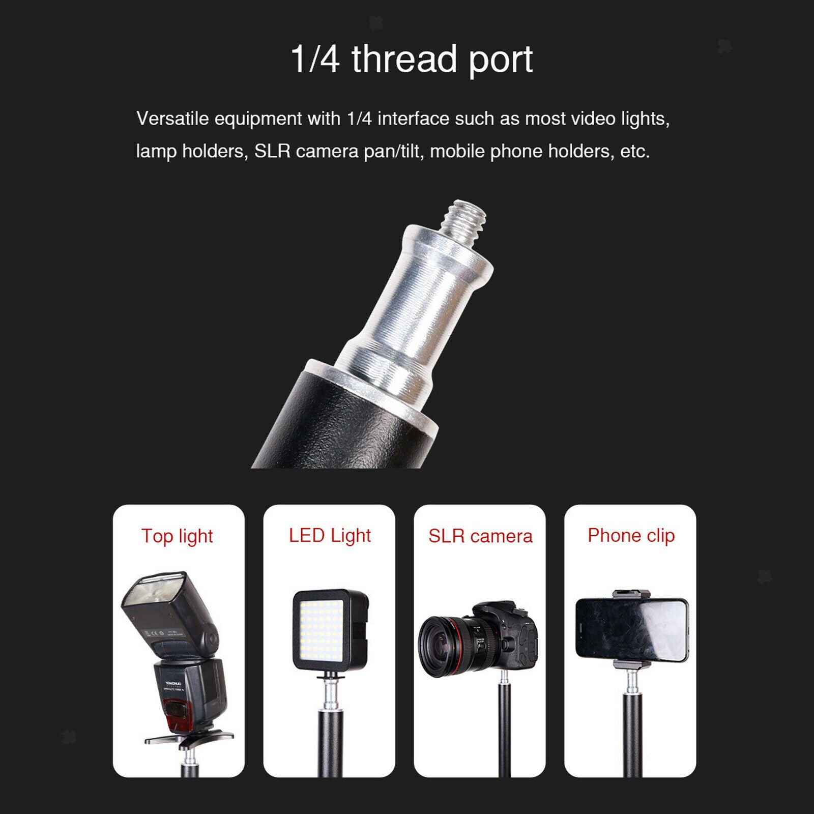 46-74cm Adjustable Tabletop Camera Stand C Clamp w/1/4 Screw for Ring Light
