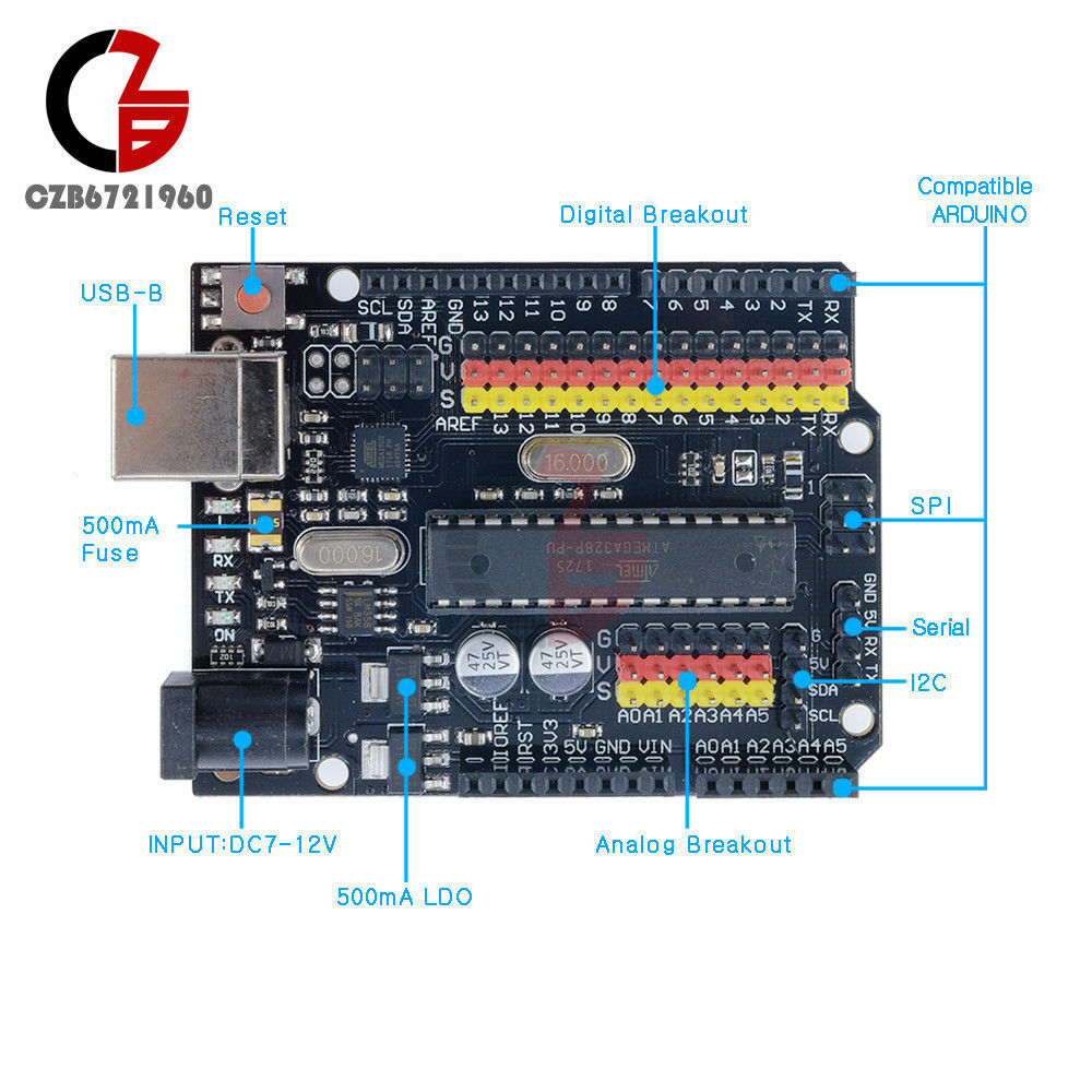 Compatible Arduino UNO R3 PLUS Sensor I/O Shield Atmega328P 16U2 Expansion Board