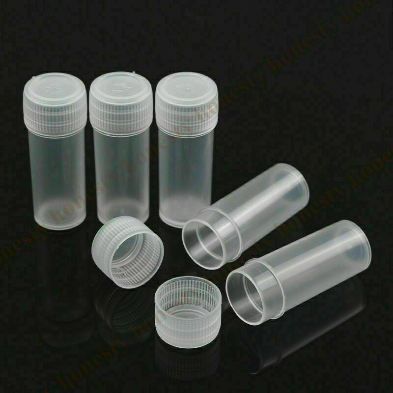 50X Plastic Sample Bottle Test Tube Mini Small Bottles Vials Storage Containers