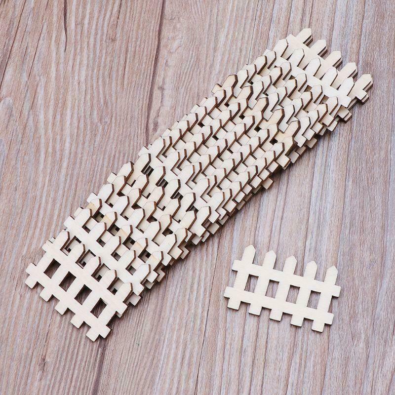 25pcs Cut Wooden Fence Embellishment Wooden Shape Craft Wedding Deco