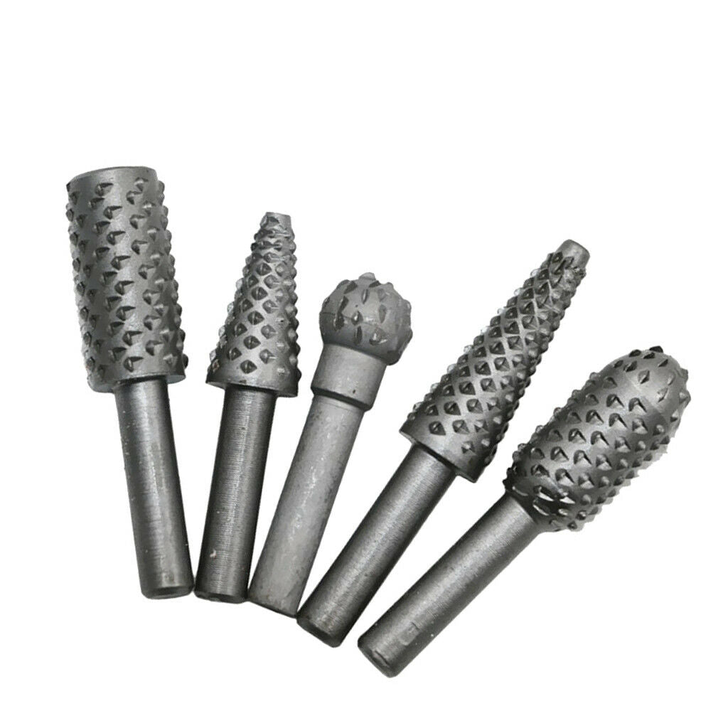 5 Pieces Rotary File Rasp Carbide Burrs Wood Carving Bits Set Woodworking