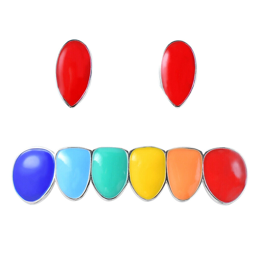 2 Sets Of Colorful Hip Hop Fang Teeth Grills Hollowen