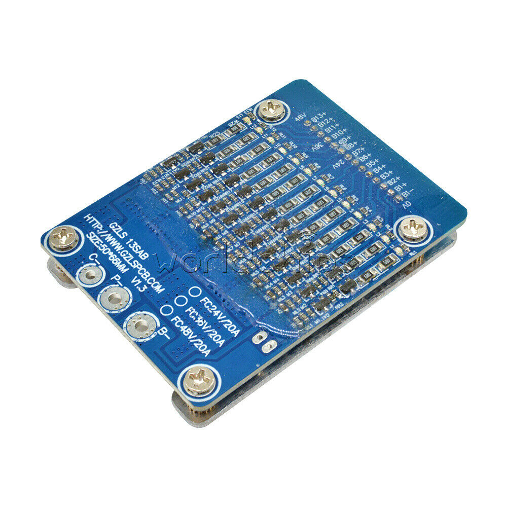20A 48V 13S 18650 Lithium Li-ion Cell Battery Protection BMS PCB Balance Board