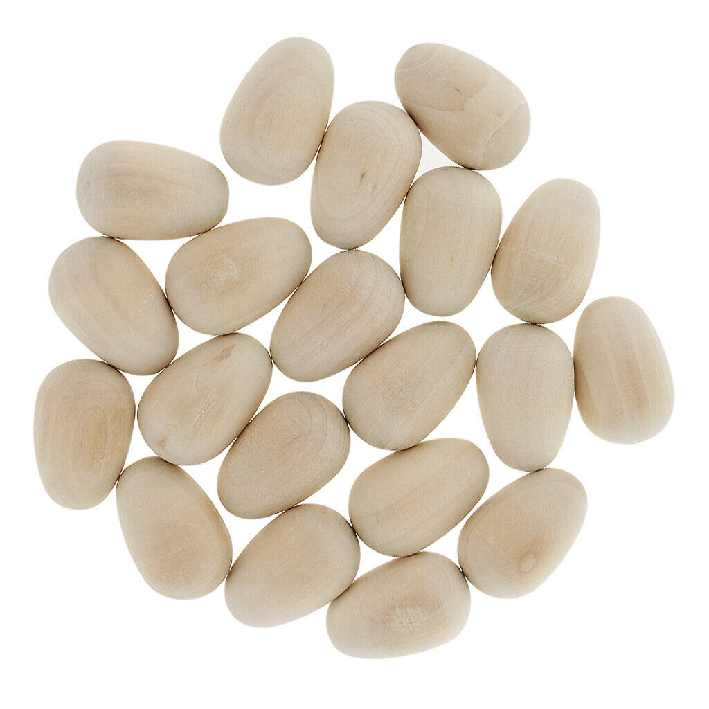 20pcs Natural Unfinished Wooden Chicken Eggs for Decorate Easter Crafts
