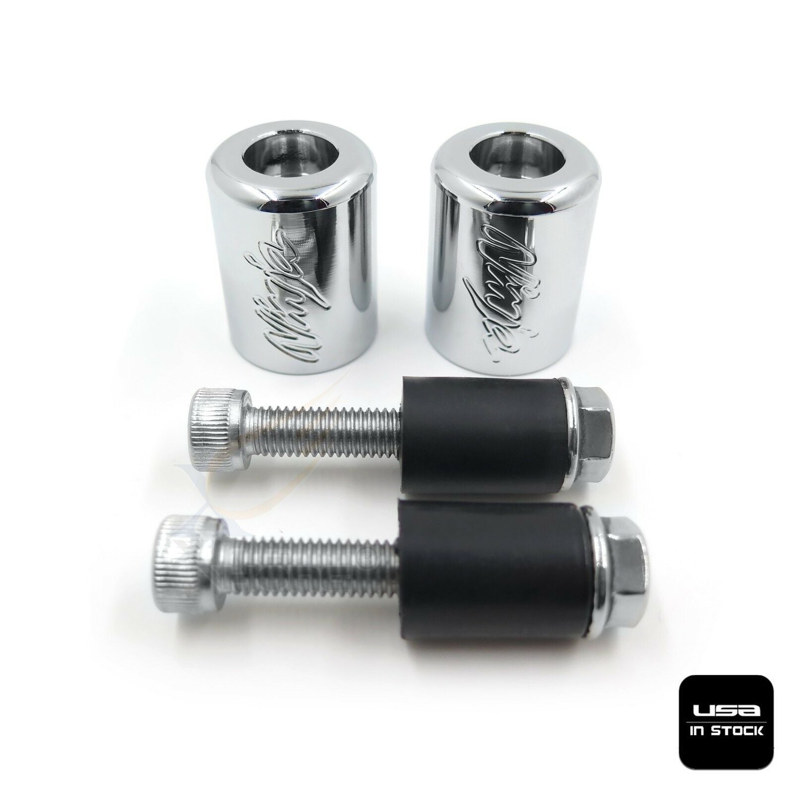 Bar Ends Chrome Rubber For Kawasaki Ninja Ex500 Ex650R Zx6R-636 Zrx1100 Zzr1200