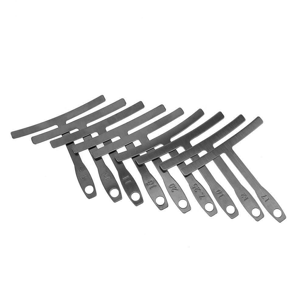 9x Stainless Steel Guitar String Radius Gauges Bridge Saddle Adjustment Tools