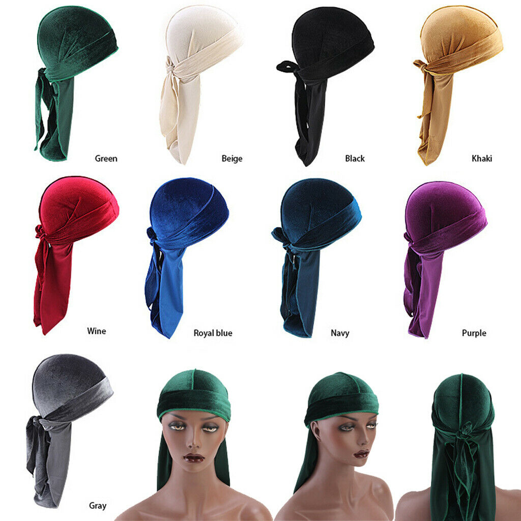 9 Pieces Mens Fashion Velvet Bandana Hat Durag