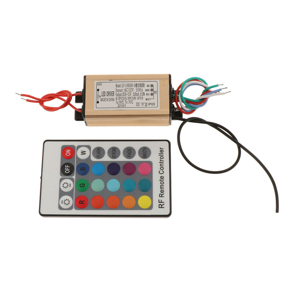 AC 12V to 24V 3W to 18W 24 Button Wireless Remote Control RGB Light Driver