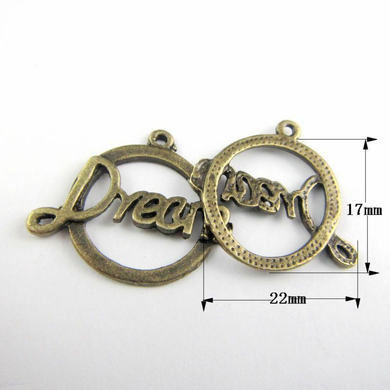 40 pcs Antiqued Bronze Round Circle Dream Charm Alloy Pendant Findings 22*17*1mm