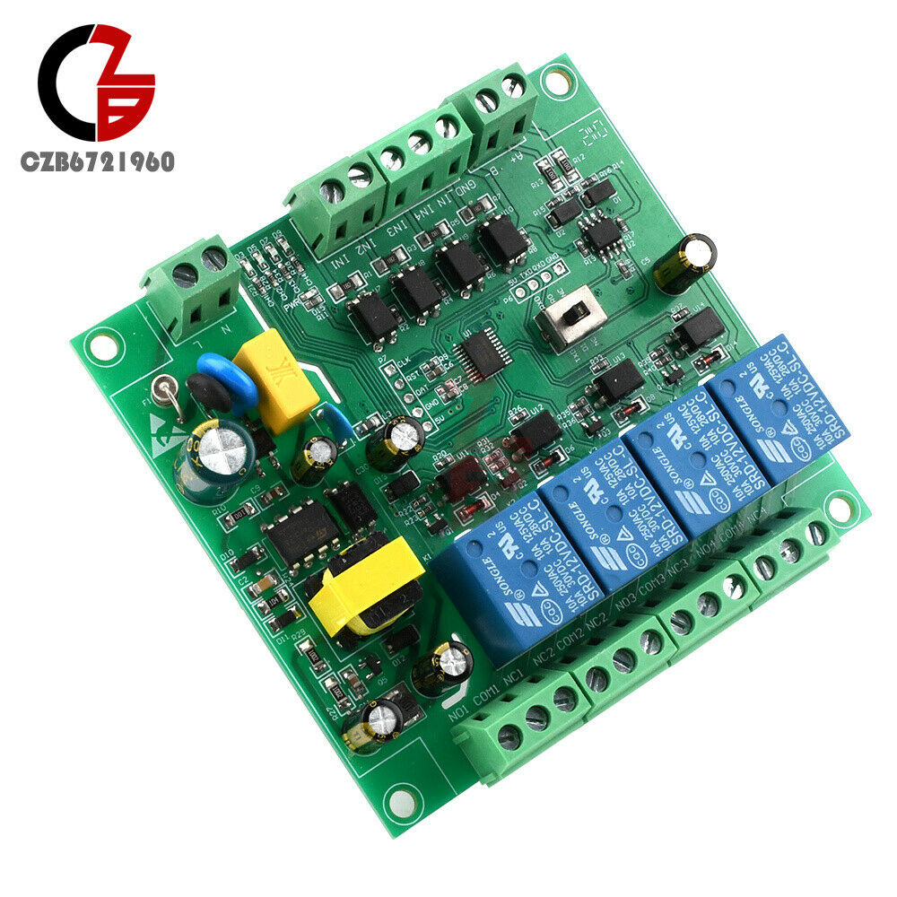 AC220V RTU 4-Way Relay Module Module Isolation Sensor Control  RS485/TTL UART