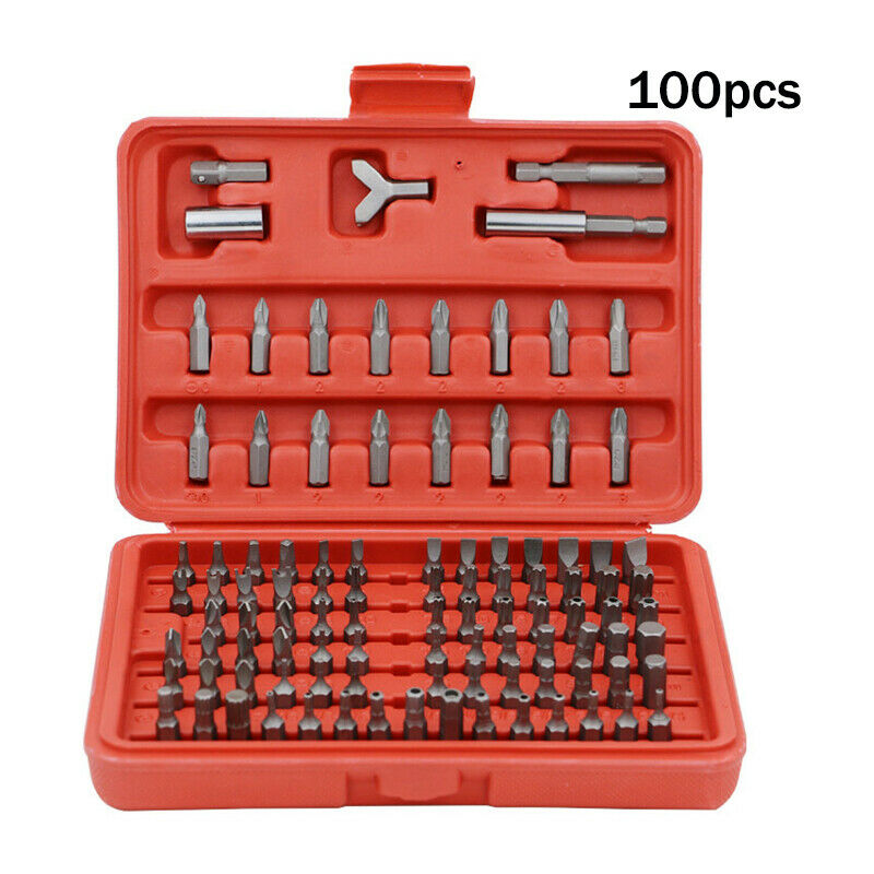 100pcs Assorted Screwdriver Bits Set Hand Tool Box Drill Washer Sleeve Security