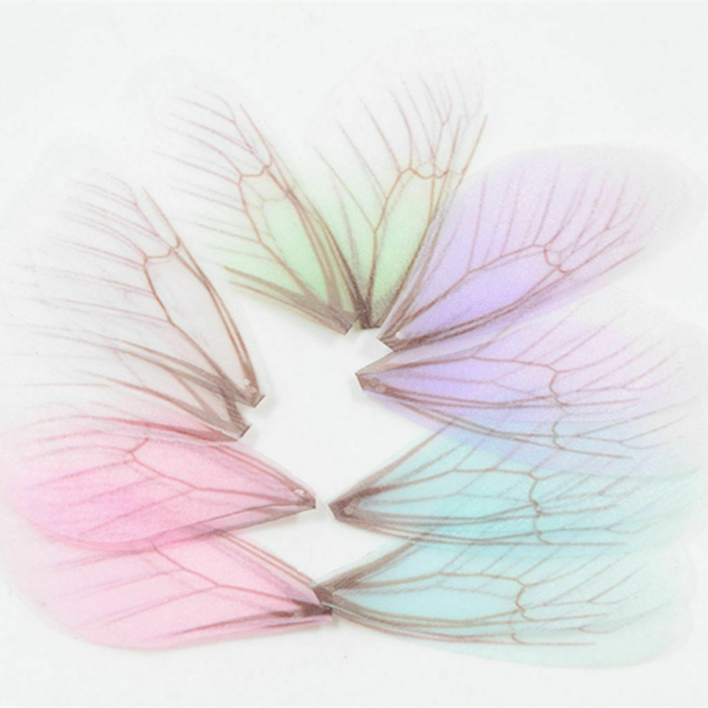 10pcs Cloth Dragonfly Cicada Wing Charms DIY for Earring Pendant Mixed Color