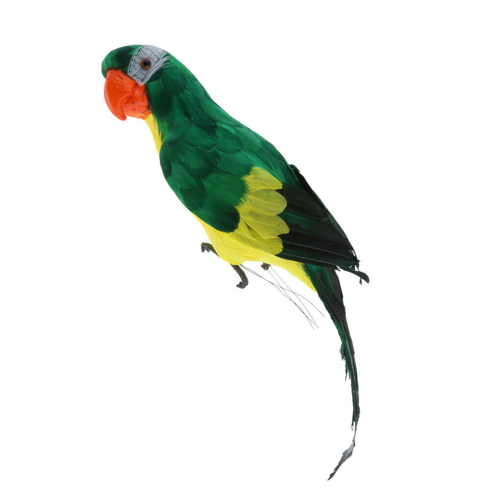 Artificial Parrot Feathered Birds Garden Home Decoration Ornament 45cm Green