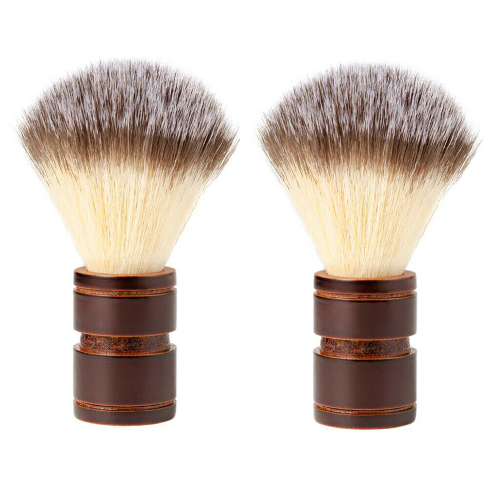 2x Premium Nylon Shaving Brushes Wooden Men Shave Brush Beard Cleaning Brush
