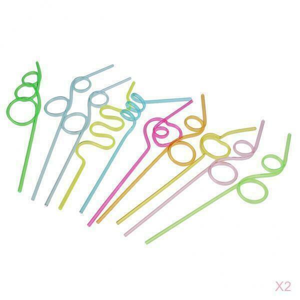 20pcs Plastic Crazy Curly Drinking Straws Wiggle  Party Accessories