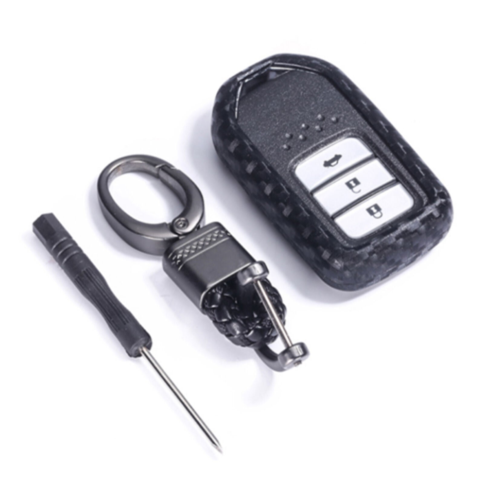 Carbon Silicone Car Key Fob Case Cover Holder Keychain Fit Accord CRV HRV Civic