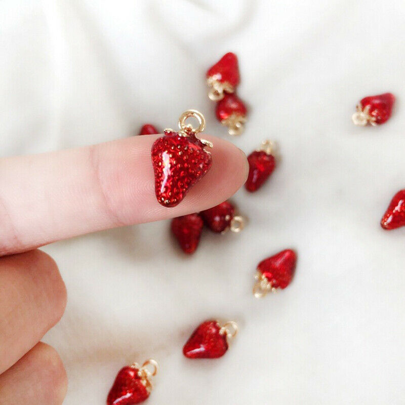 2PCS Strawberry Enamel Charms Handmade DIY Crafts Alloy Jewelry Making Gi.l8