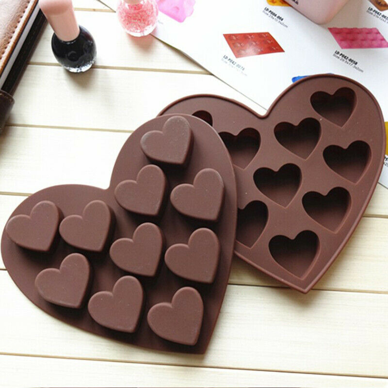 Silicone Ice Cube Tray Maker Heart Shape Cubes Chocolate Mould Valentines.l8