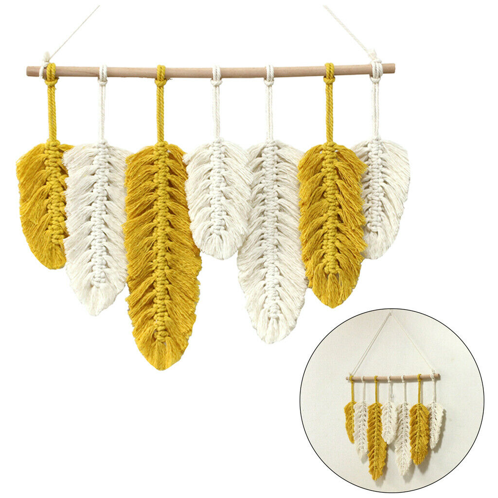 Hand-woven Soft Leaf Macrame Tapestry For Wall Decor