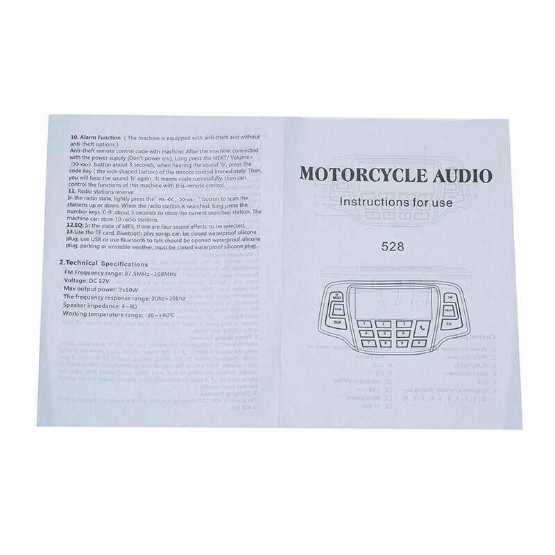 Motorcycle Bluetooth FM Audio MP3 Player Stereo Radio LCD Screen For Suzuki